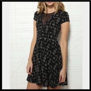 KIMCHI BLUE S Mesh Panel Skater Dress